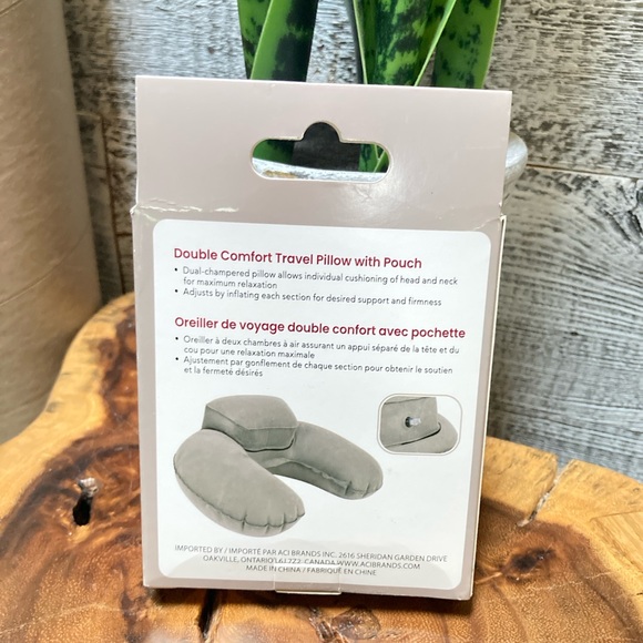 3/$30 | Maple Leaf | NIB Inflatable Travel Pillow with Pouch - Gray - Picture 2 of 2